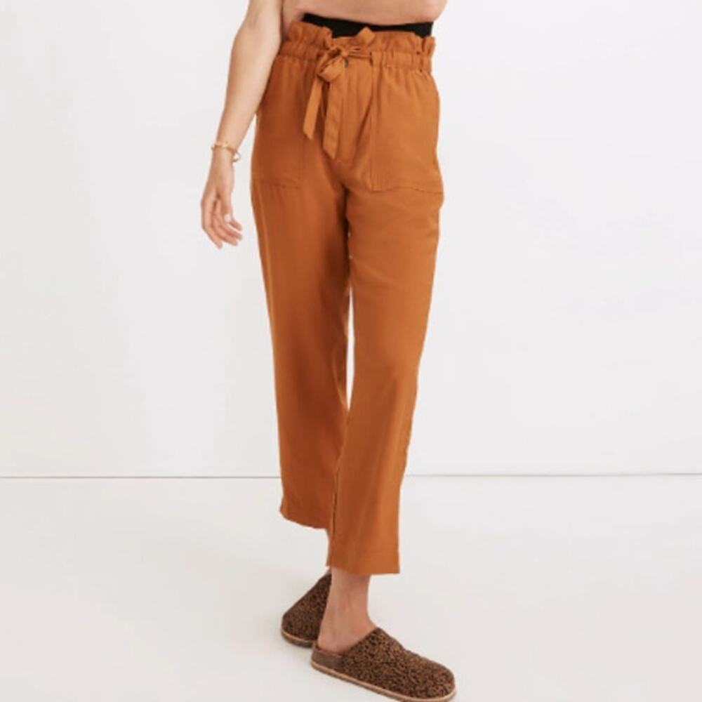 Madewell WOmens Dunaway Paperbag Pants Sz M Burnt Orange High Waist Career Corp
